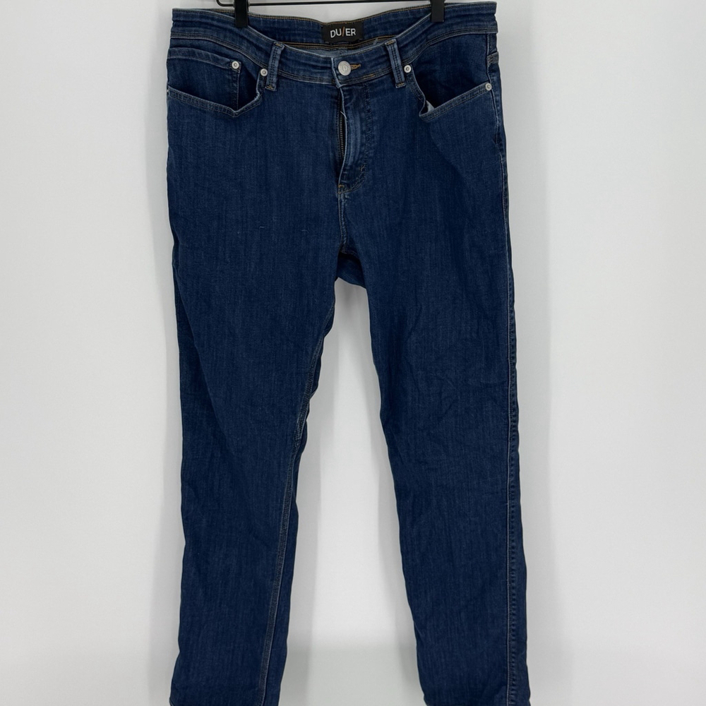 Duer Du/er Jeans Men size 36x32 Blue L2X Relaxed Taper denim Stretch performance